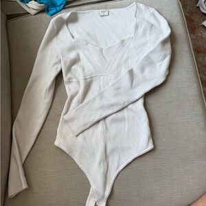 Abercrombie & Fitch Cream Ribbed Bodysuit